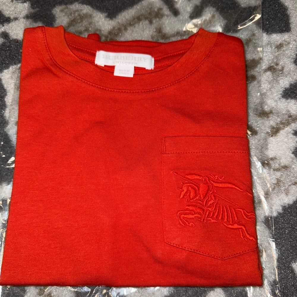 Burberry Scarlet Tee with Embroidered Knight